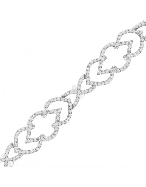 Deco Shape Design Pave set Diamond Bracelet in 9ct White Gold